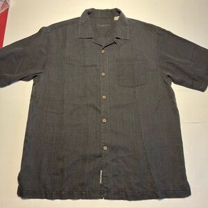 Tommy Bahama Silk Short Sleeve Woven Button-Up Shirt Spread Collar Chest Pocket